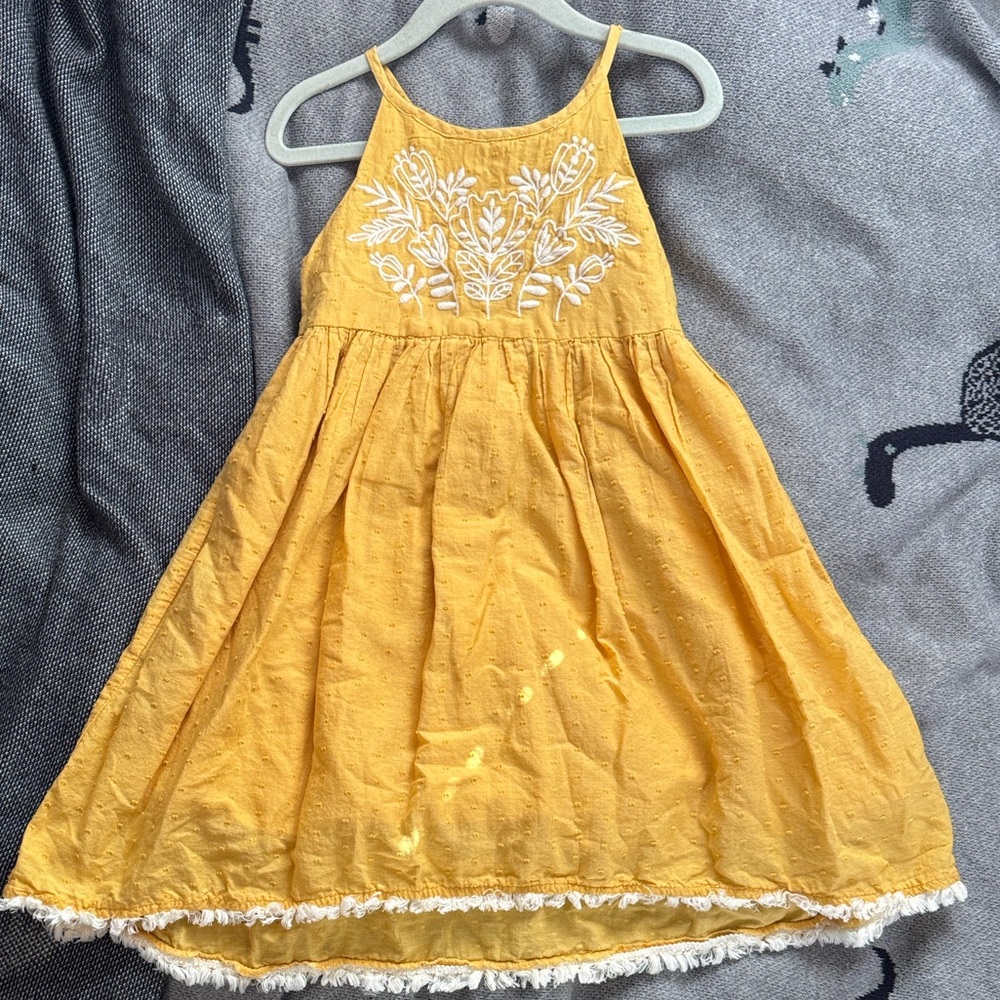 Tahari Yellow Kids Dress with White Embroidery